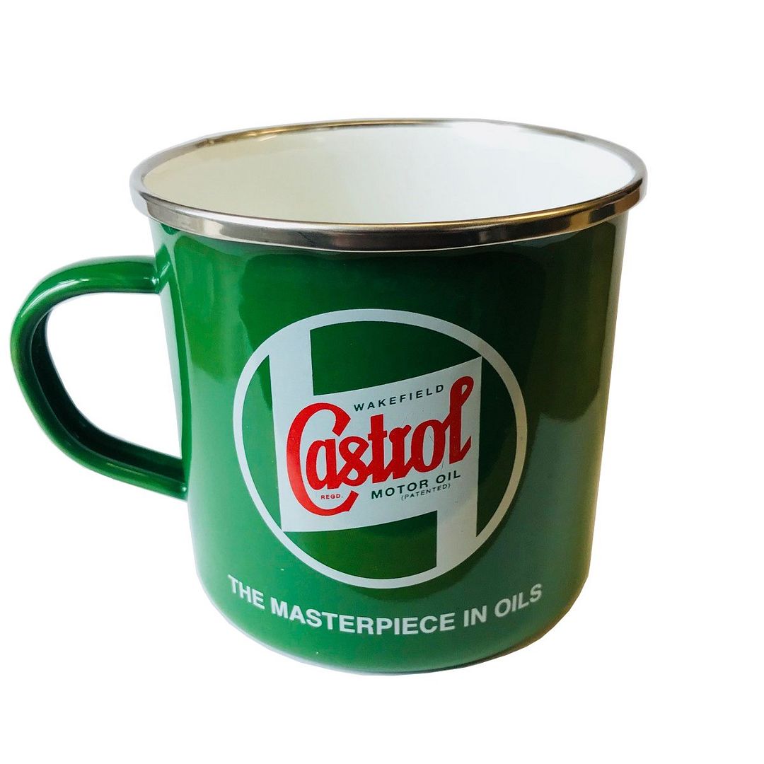 Retro Classic Castrol Oil Tin Mug Tea Break Drinking Cup Vintage
